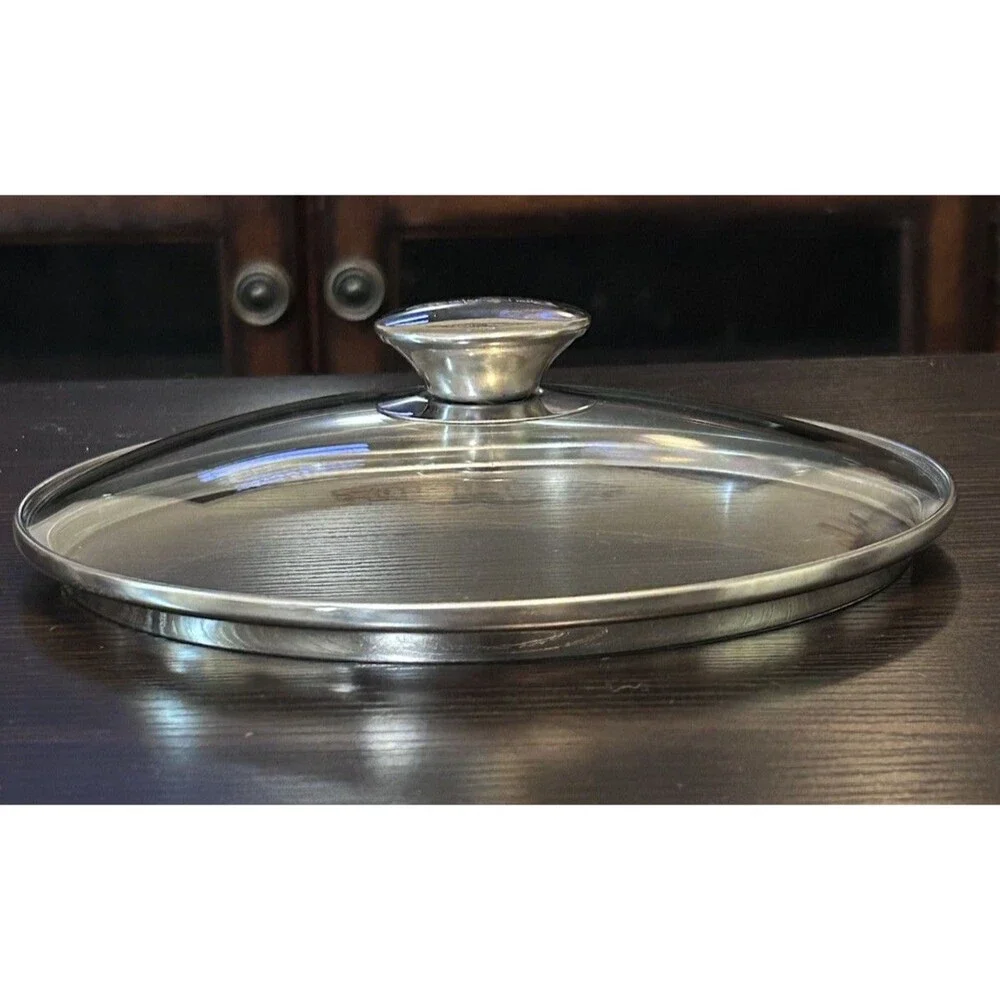 Wolfgang Puck 8” Glass Replacement Lid Only Stainless Rim Knob Tempered Cookware